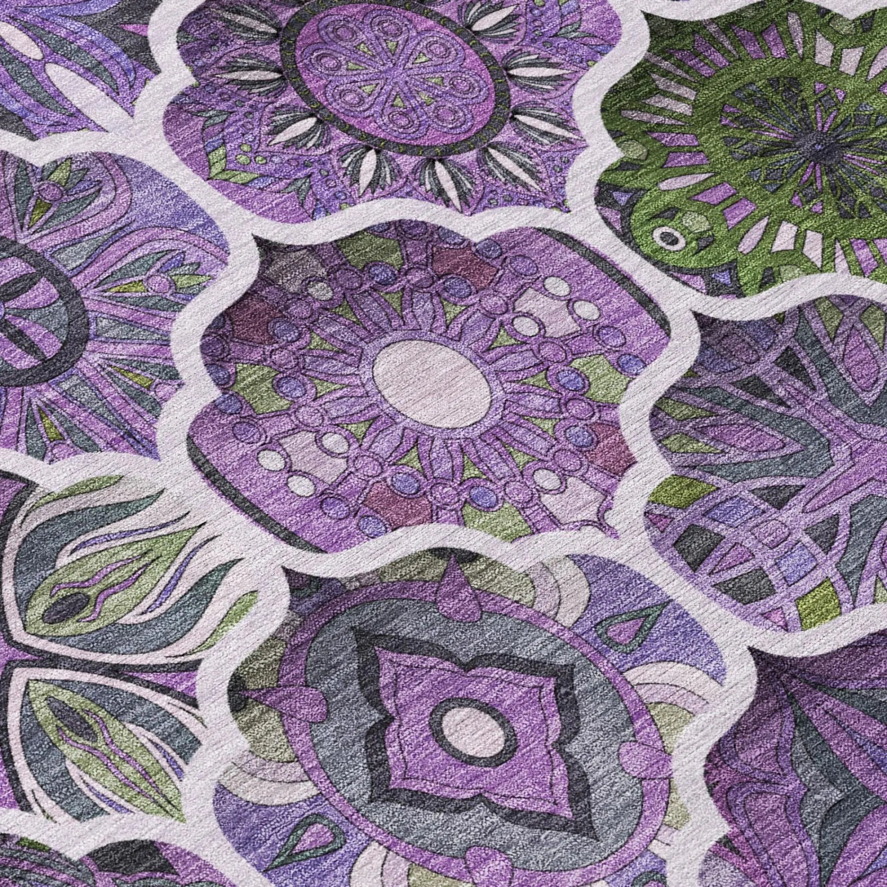 9' X 12' Plum And Purple Ogee Washable Indoor Outdoor Area Rug Homeroots Outdoor