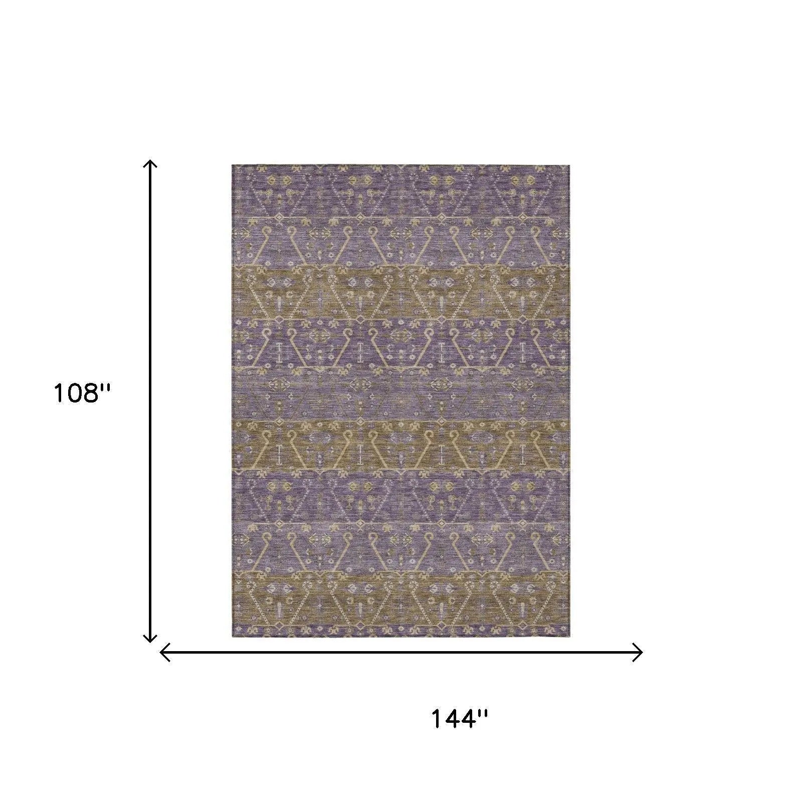 9' X 12' Plum And Purple Oriental Washable Indoor Outdoor Area Rug Homeroots Outdoor