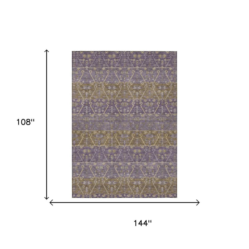 9' X 12' Plum And Purple Oriental Washable Indoor Outdoor Area Rug Homeroots Outdoor