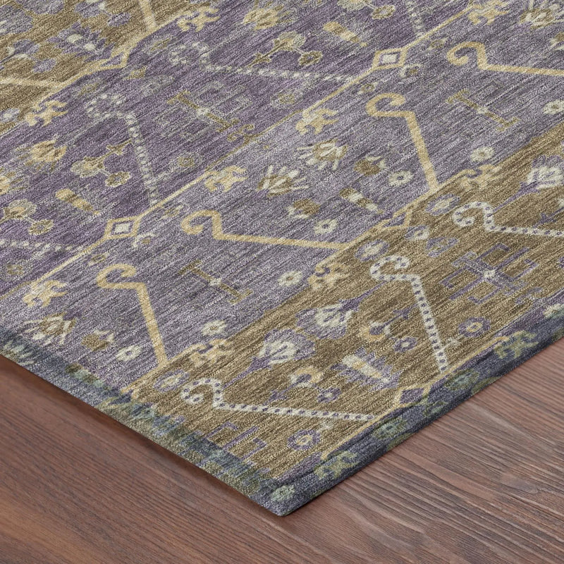 9' X 12' Plum And Purple Oriental Washable Indoor Outdoor Area Rug Homeroots Outdoor