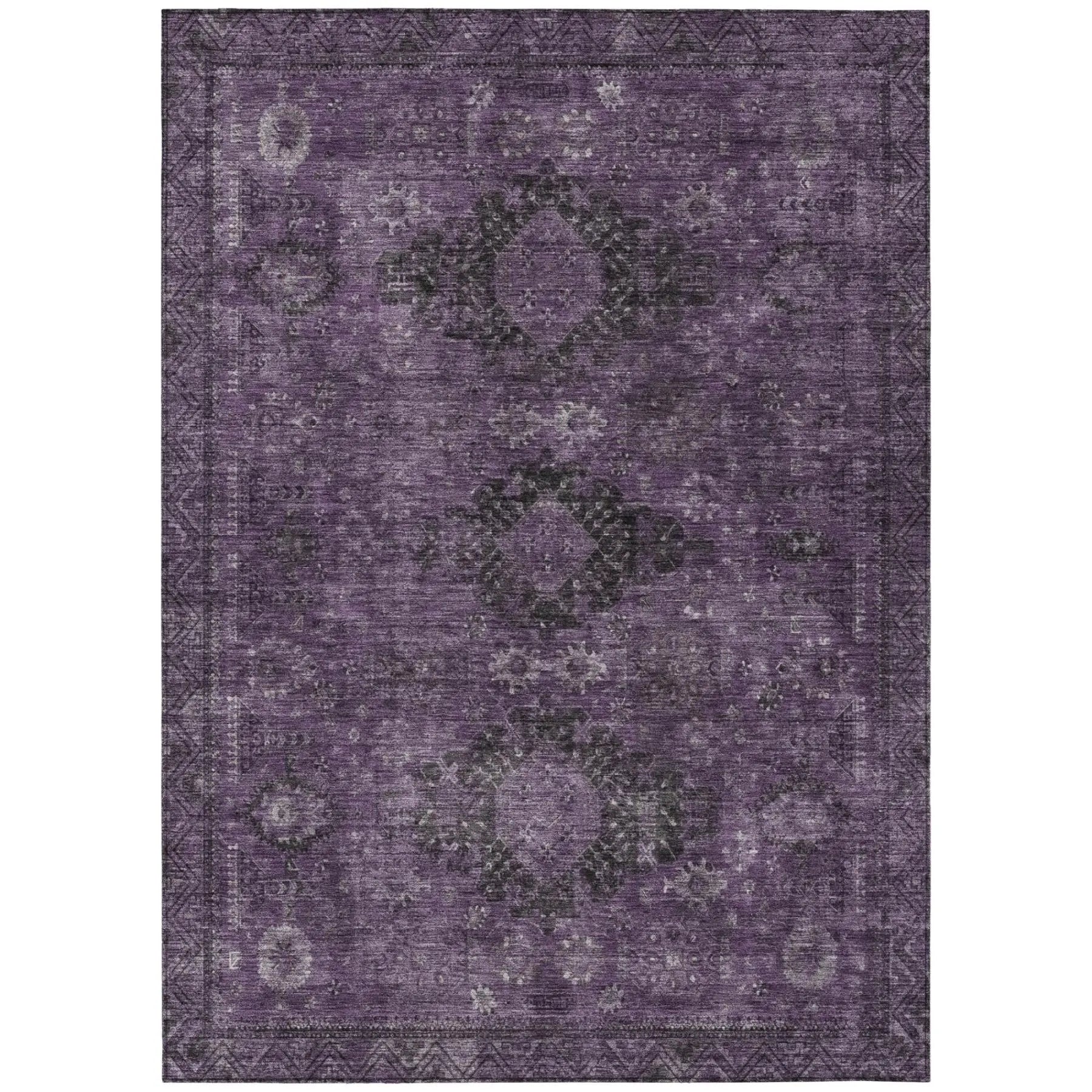 9' X 12' Plum And Purple Oriental Washable Indoor Outdoor Area Rug Homeroots Outdoor