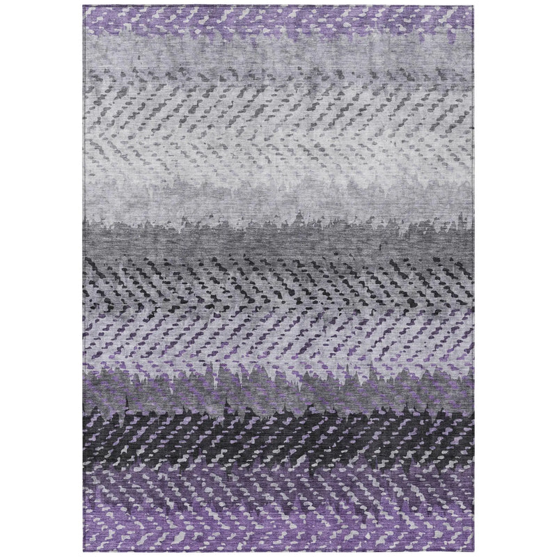 9' X 12' Plum And Purple Striped Washable Indoor Outdoor Area Rug Homeroots Outdoor