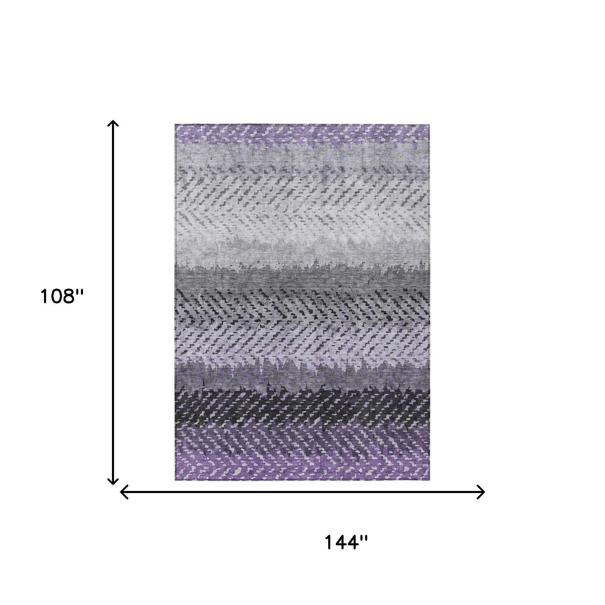 9' X 12' Plum And Purple Striped Washable Indoor Outdoor Area Rug Homeroots Outdoor