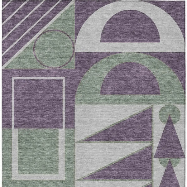 9' X 12' Plum And Silver Geometric Washable Indoor Outdoor Area Rug Homeroots Outdoor
