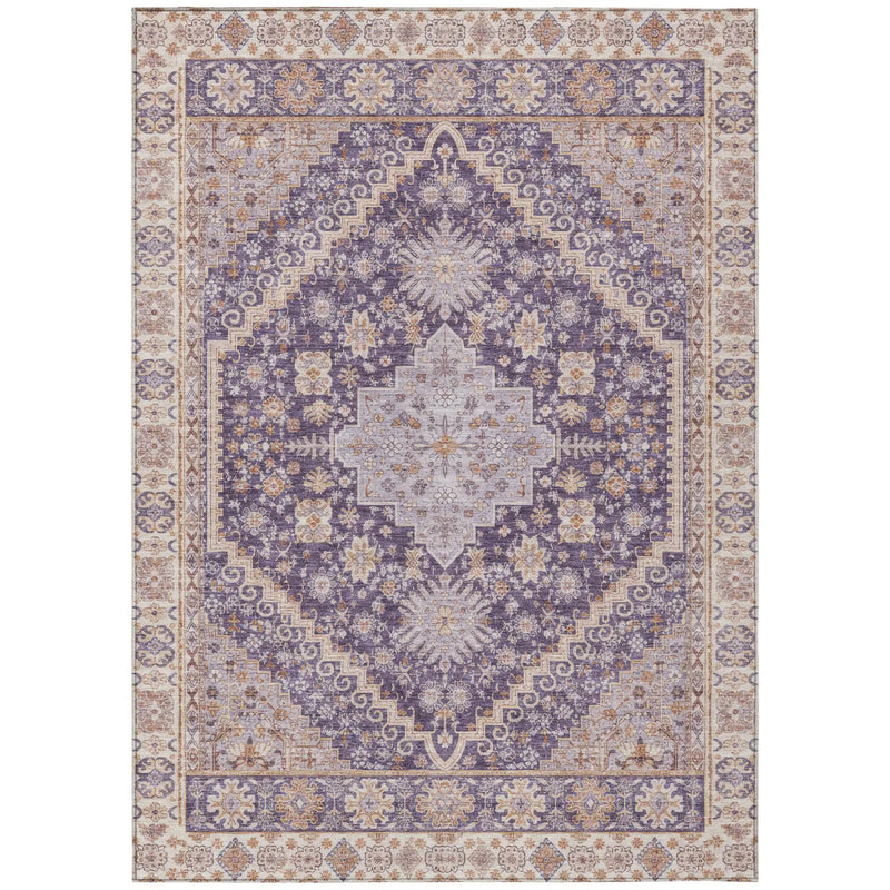 9' X 12' Purple And Blush Oriental Washable Indoor Outdoor Area Rug Homeroots Outdoor