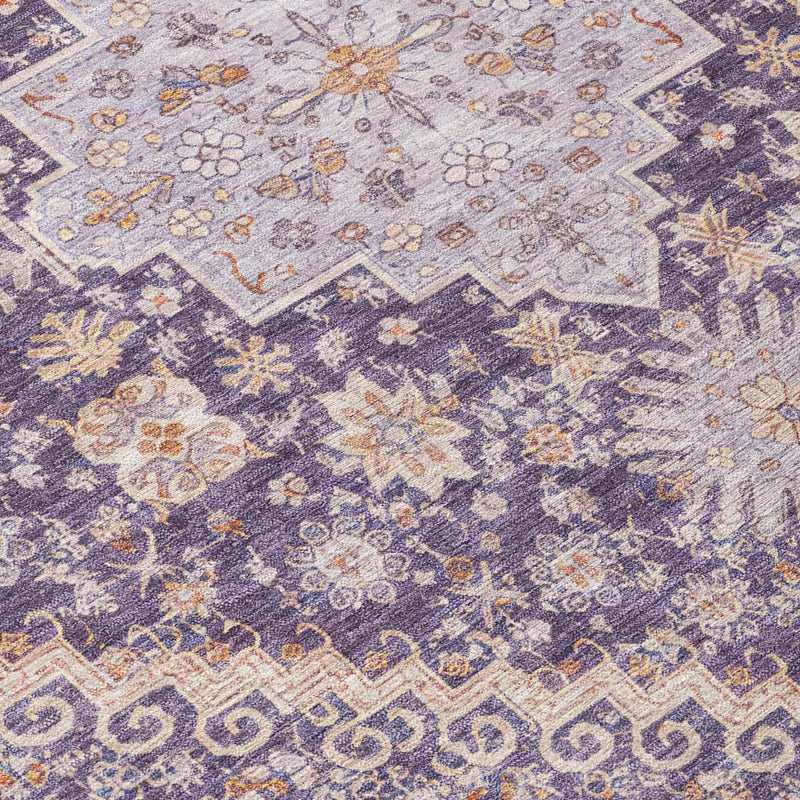 9' X 12' Purple And Blush Oriental Washable Indoor Outdoor Area Rug Homeroots Outdoor