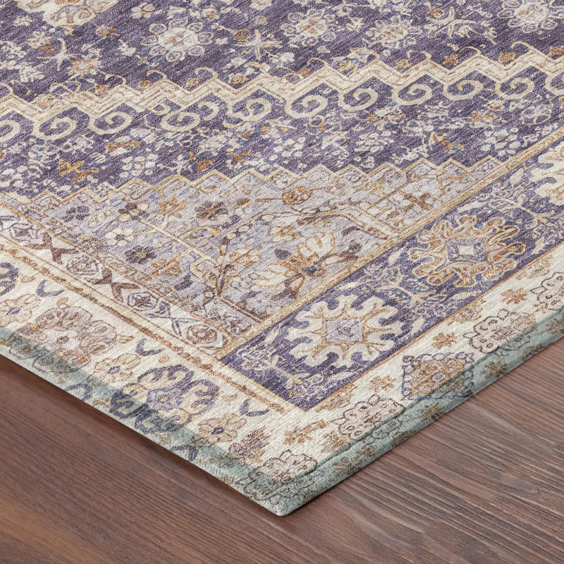 9' X 12' Purple And Blush Oriental Washable Indoor Outdoor Area Rug Homeroots Outdoor