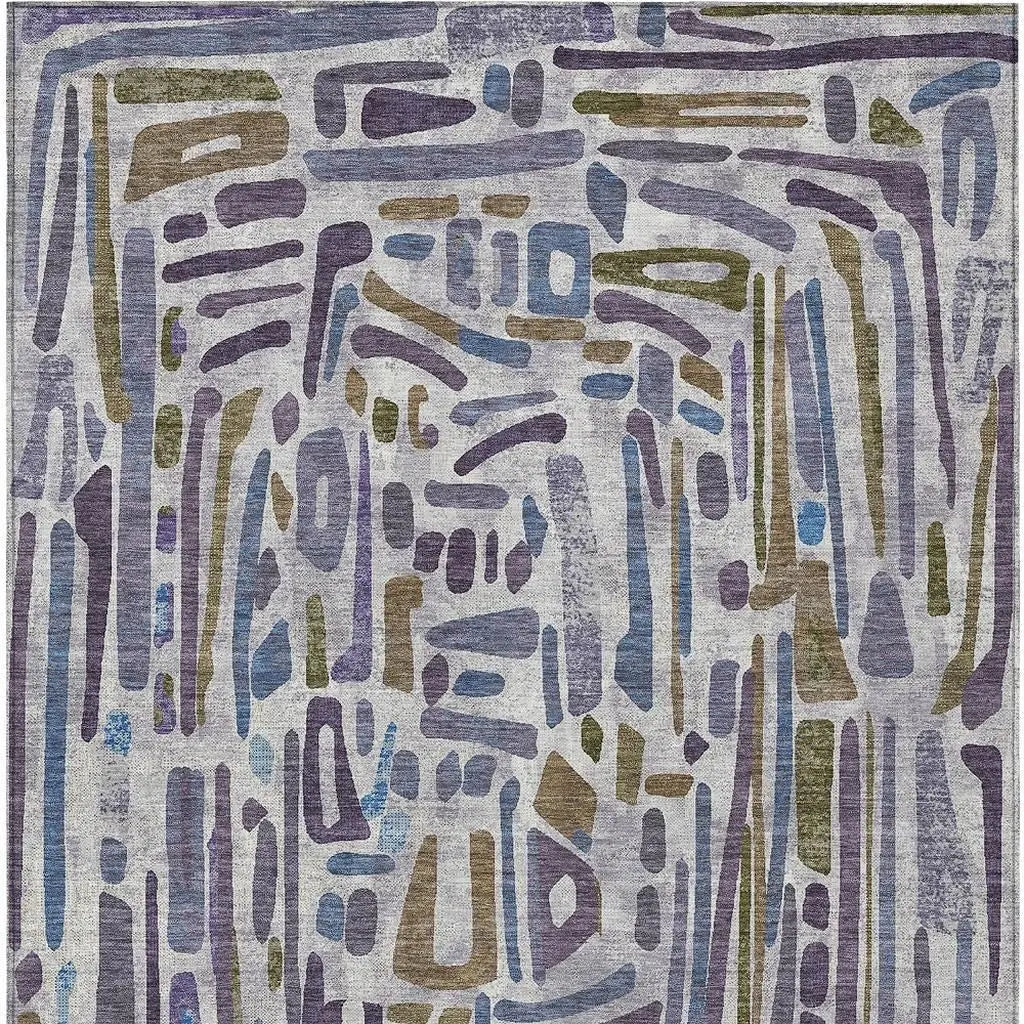 9' X 12' Purple And Brown Abstract Washable Indoor Outdoor Area Rug Homeroots Outdoor
