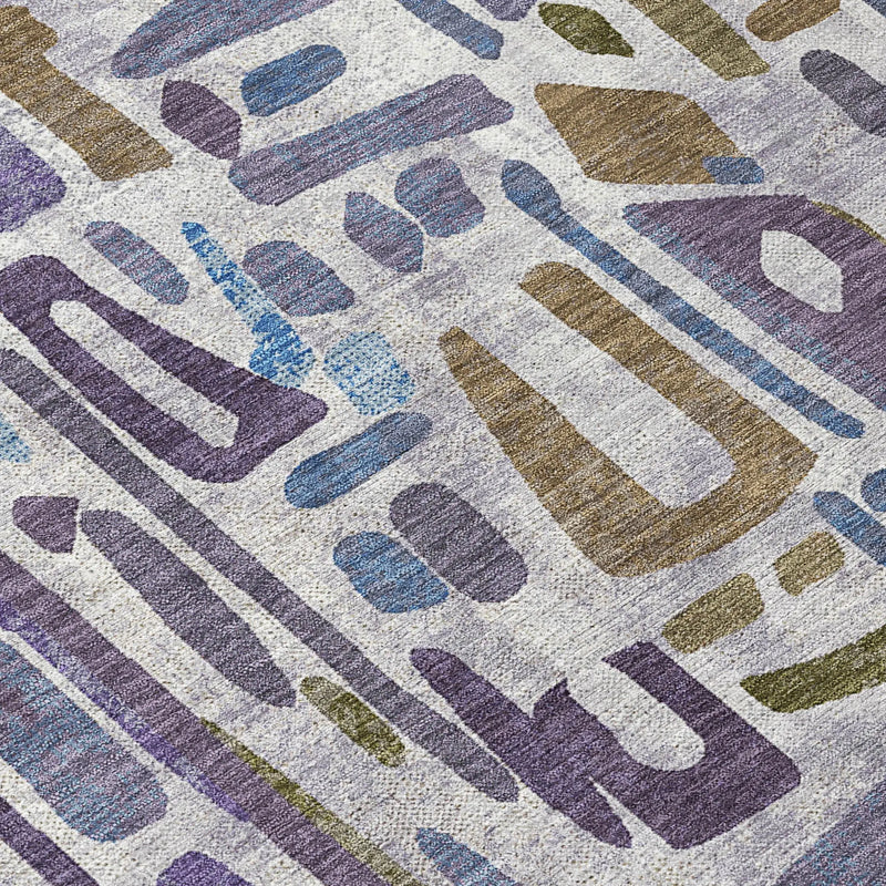 9' X 12' Purple And Brown Abstract Washable Indoor Outdoor Area Rug Homeroots Outdoor