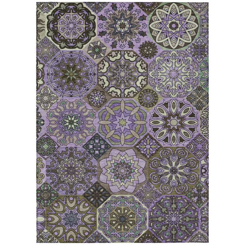 9' X 12' Purple And Graphite Patchwork Washable Indoor Outdoor Area Rug Homeroots Outdoor