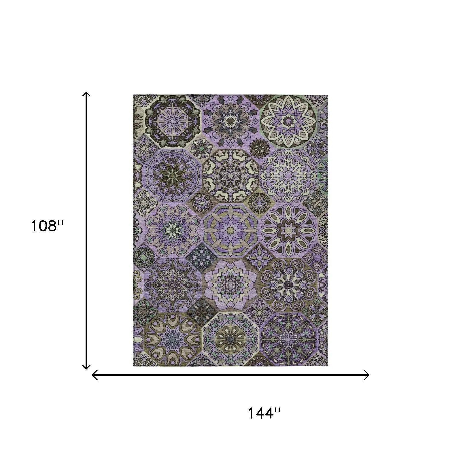 9' X 12' Purple And Graphite Patchwork Washable Indoor Outdoor Area Rug Homeroots Outdoor
