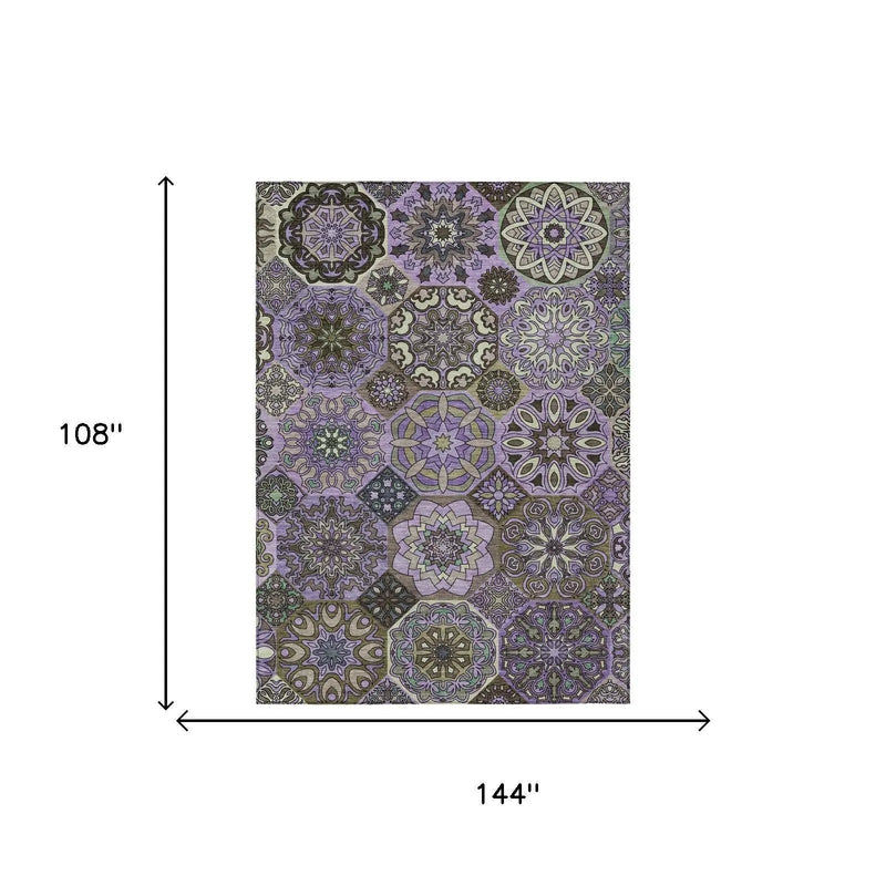 9' X 12' Purple And Graphite Patchwork Washable Indoor Outdoor Area Rug Homeroots Outdoor