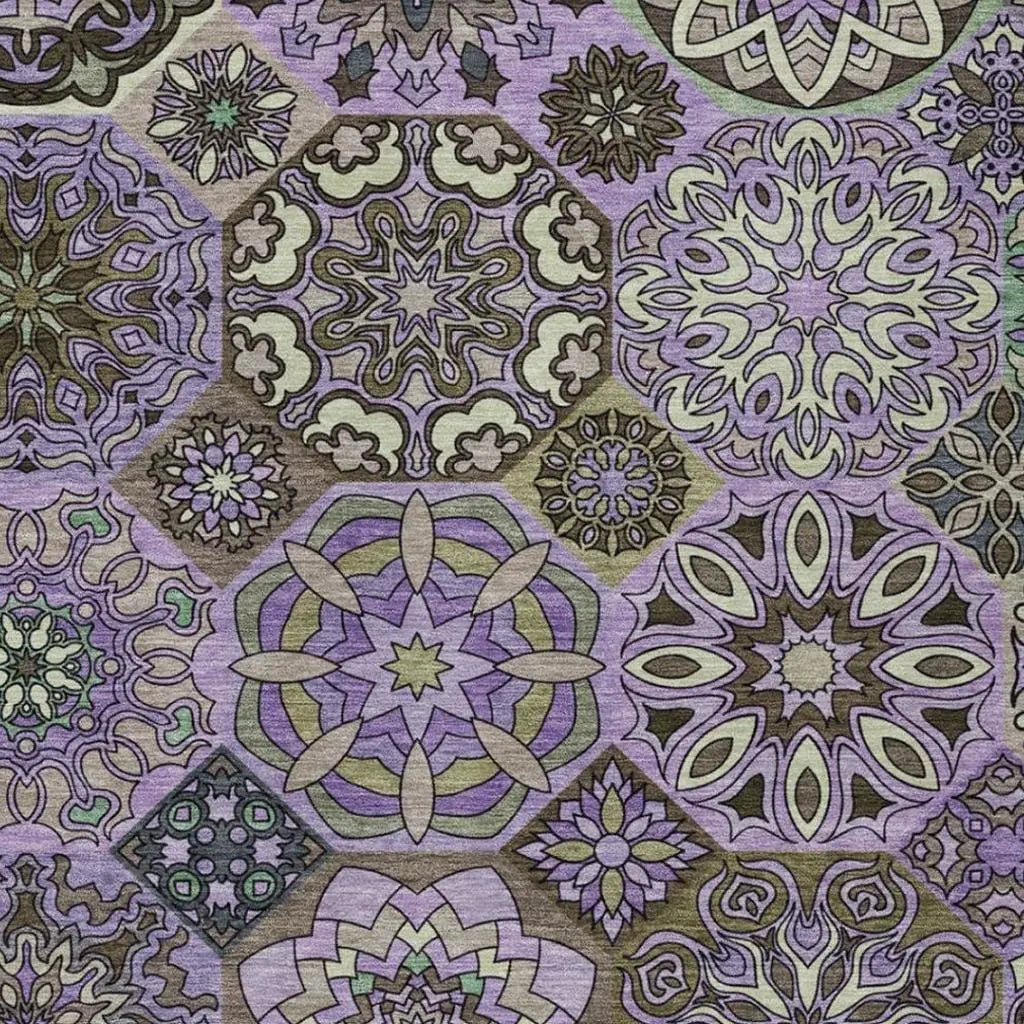9' X 12' Purple And Graphite Patchwork Washable Indoor Outdoor Area Rug Homeroots Outdoor