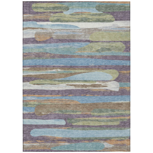 9' X 12' Purple And Green Abstract Washable Indoor Outdoor Area Rug Homeroots Outdoor