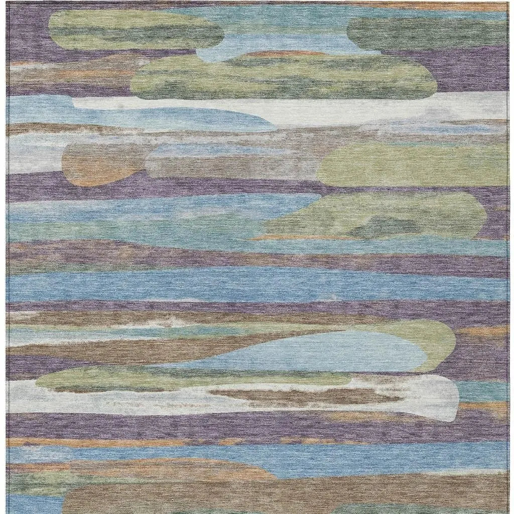9' X 12' Purple And Green Abstract Washable Indoor Outdoor Area Rug Homeroots Outdoor