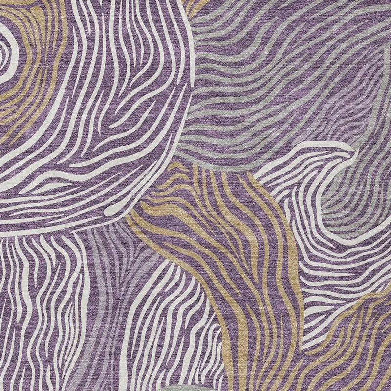 9' X 12' Purple And Ivory Ikat Washable Indoor Outdoor Area Rug Homeroots Outdoor