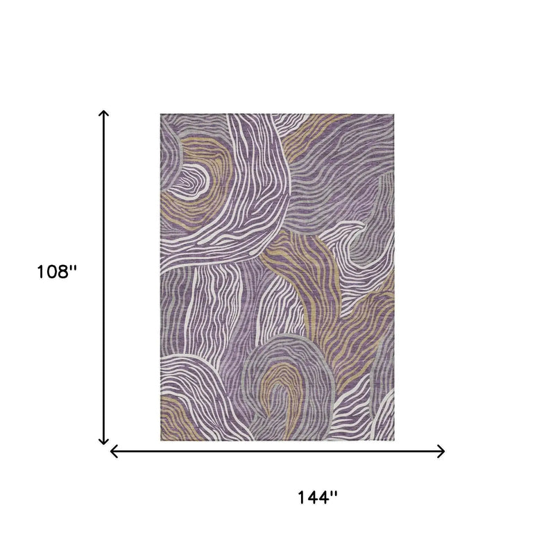 9' X 12' Purple And Ivory Ikat Washable Indoor Outdoor Area Rug Homeroots Outdoor