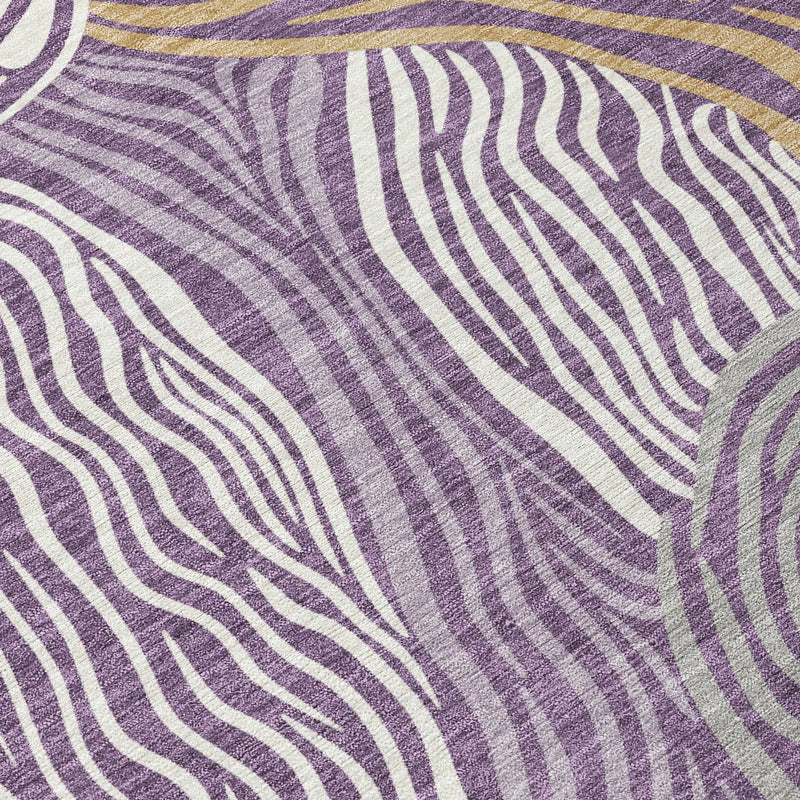 9' X 12' Purple And Ivory Ikat Washable Indoor Outdoor Area Rug Homeroots Outdoor