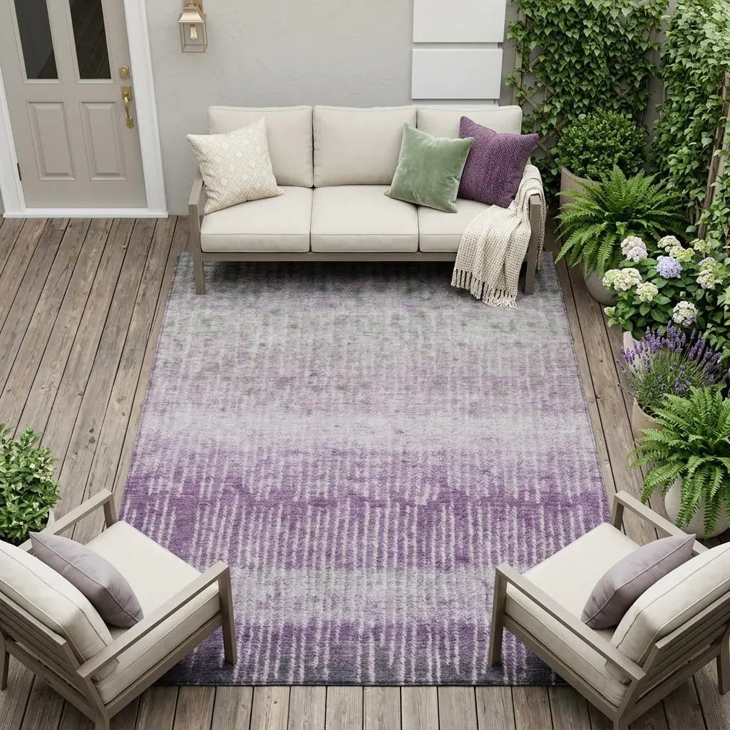 9' X 12' Purple And Lavender Abstract Washable Indoor Outdoor Area Rug Homeroots Outdoor