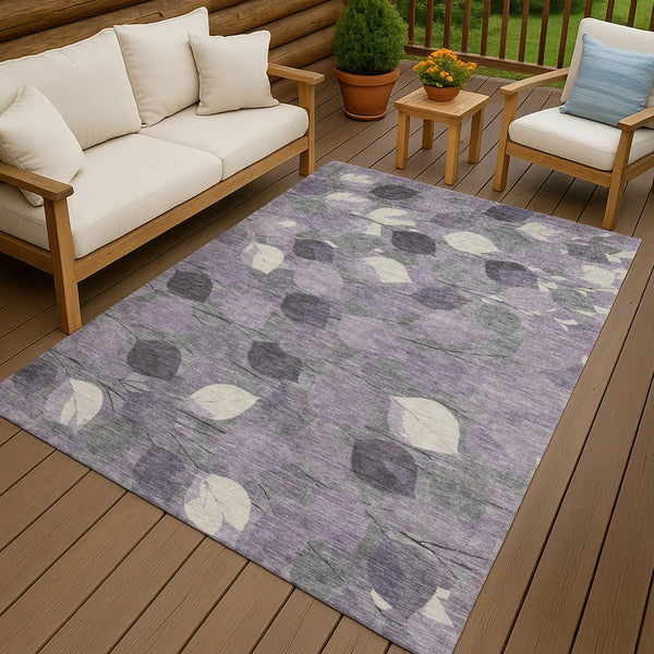 9' X 12' Purple And Lavender Floral Washable Indoor Outdoor Area Rug Homeroots Outdoor