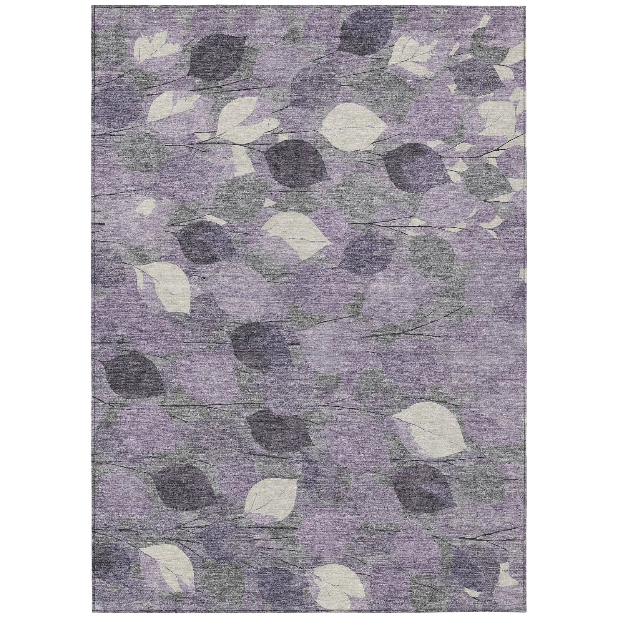 9' X 12' Purple And Lavender Floral Washable Indoor Outdoor Area Rug Homeroots Outdoor