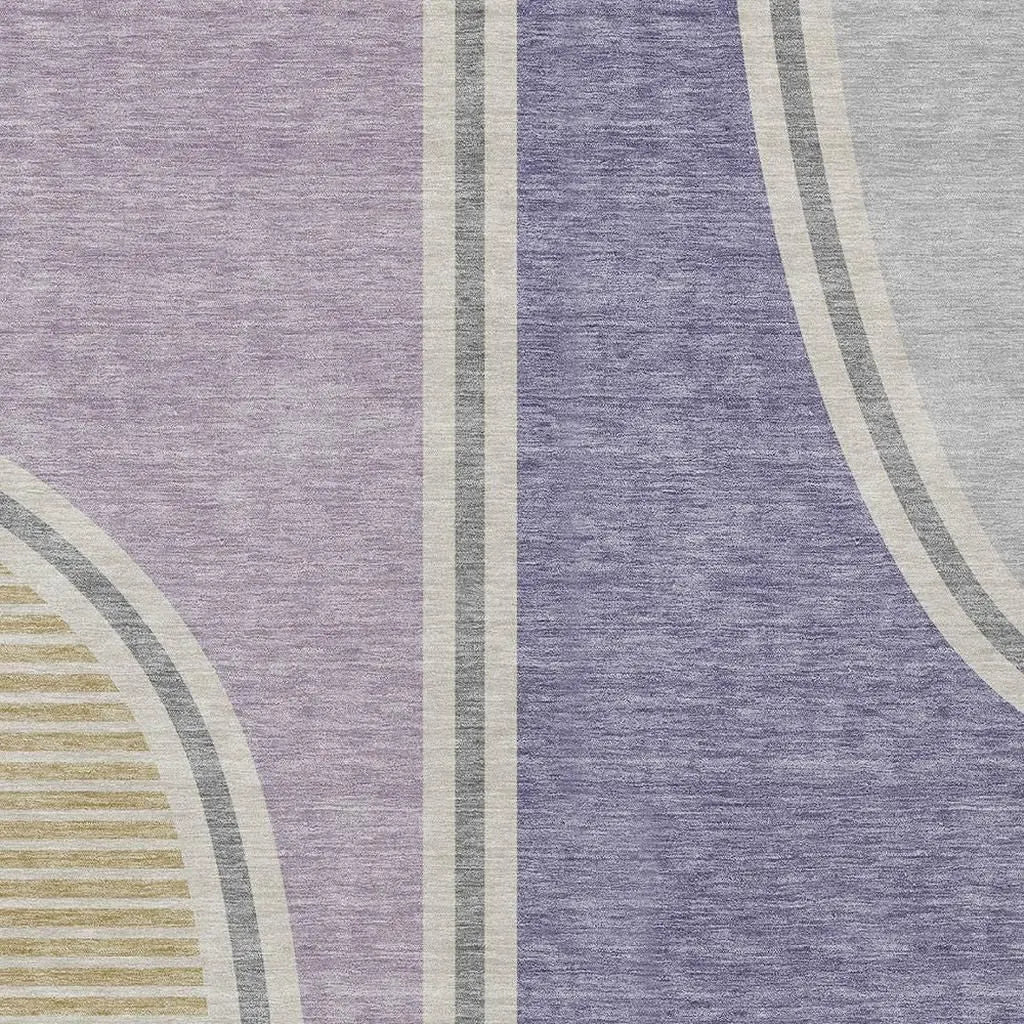 9' X 12' Purple And Lavender Geometric Washable Indoor Outdoor Area Rug Homeroots Outdoor