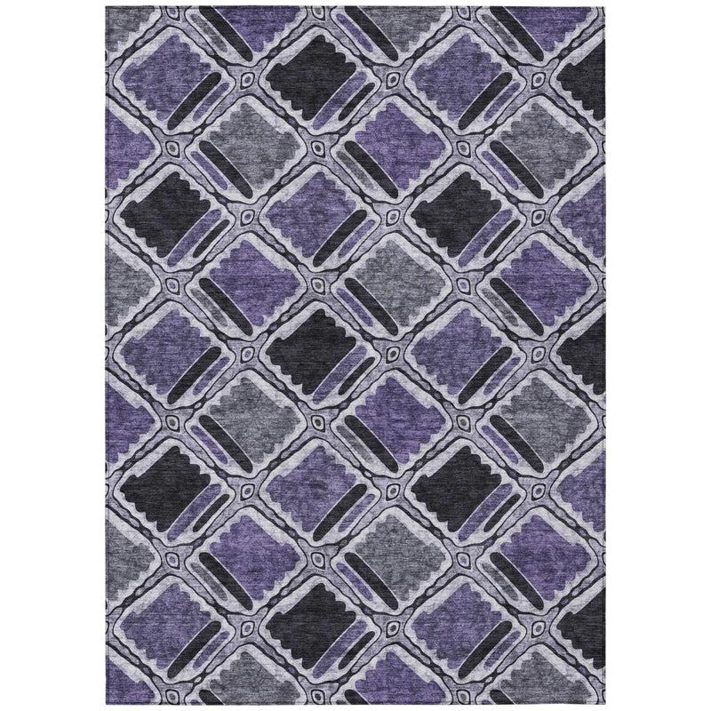 9' X 12' Purple And Lavender Geometric Washable Indoor Outdoor Area Rug Homeroots Outdoor