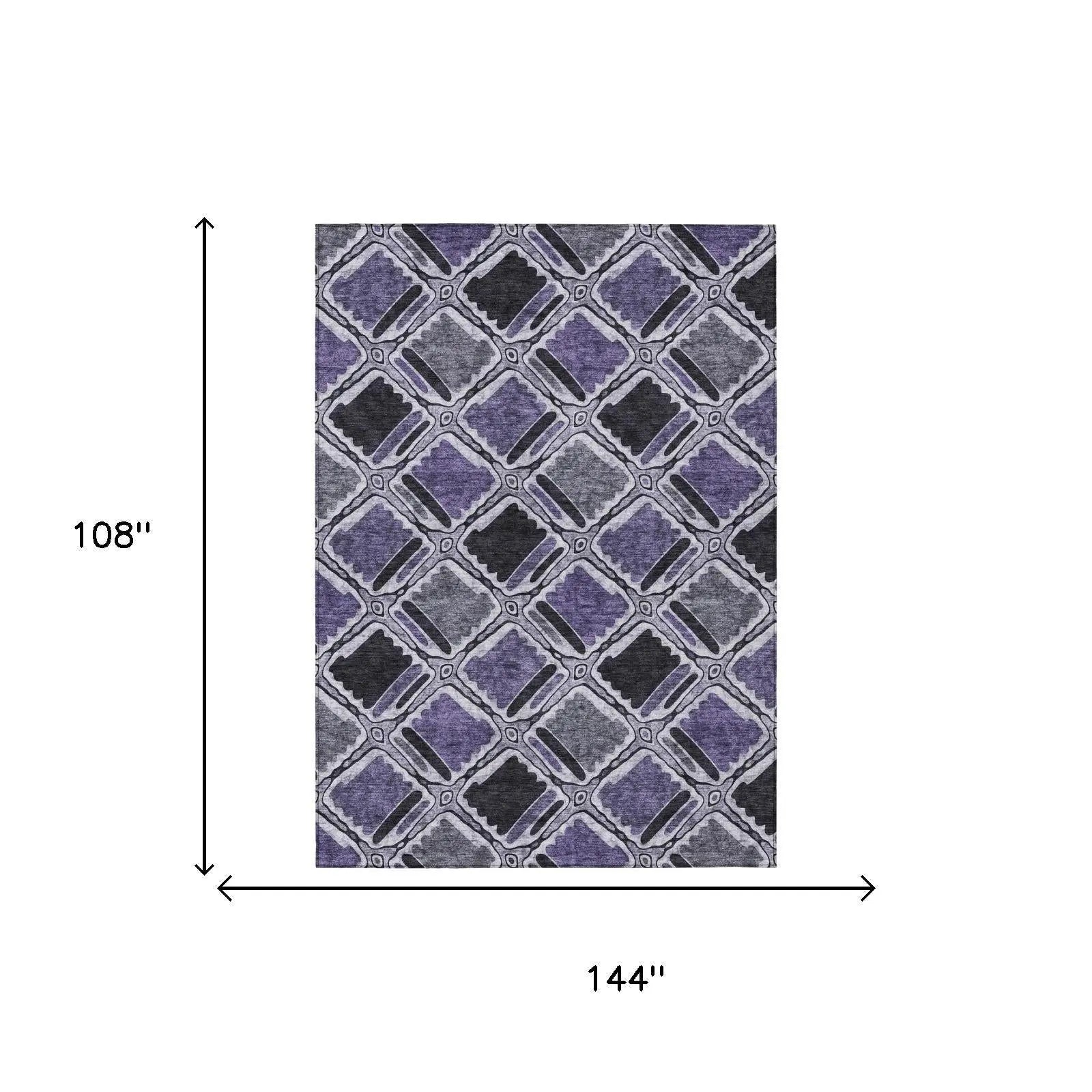 9' X 12' Purple And Lavender Geometric Washable Indoor Outdoor Area Rug Homeroots Outdoor
