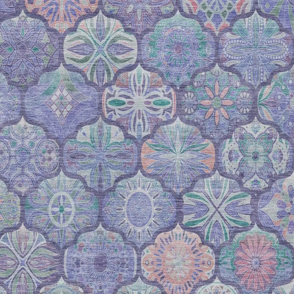 9' X 12' Purple And Lavender Ogee Washable Indoor Outdoor Area Rug Homeroots Outdoor