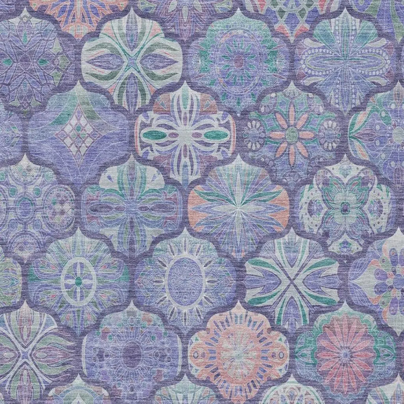 9' X 12' Purple And Lavender Ogee Washable Indoor Outdoor Area Rug Homeroots Outdoor