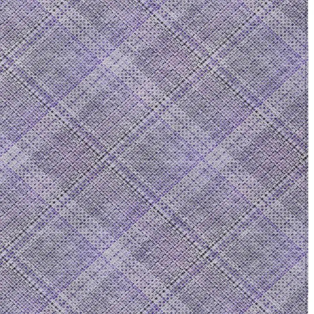 9' X 12' Purple And Lavender Plaid Washable Indoor Outdoor Area Rug Homeroots Outdoor