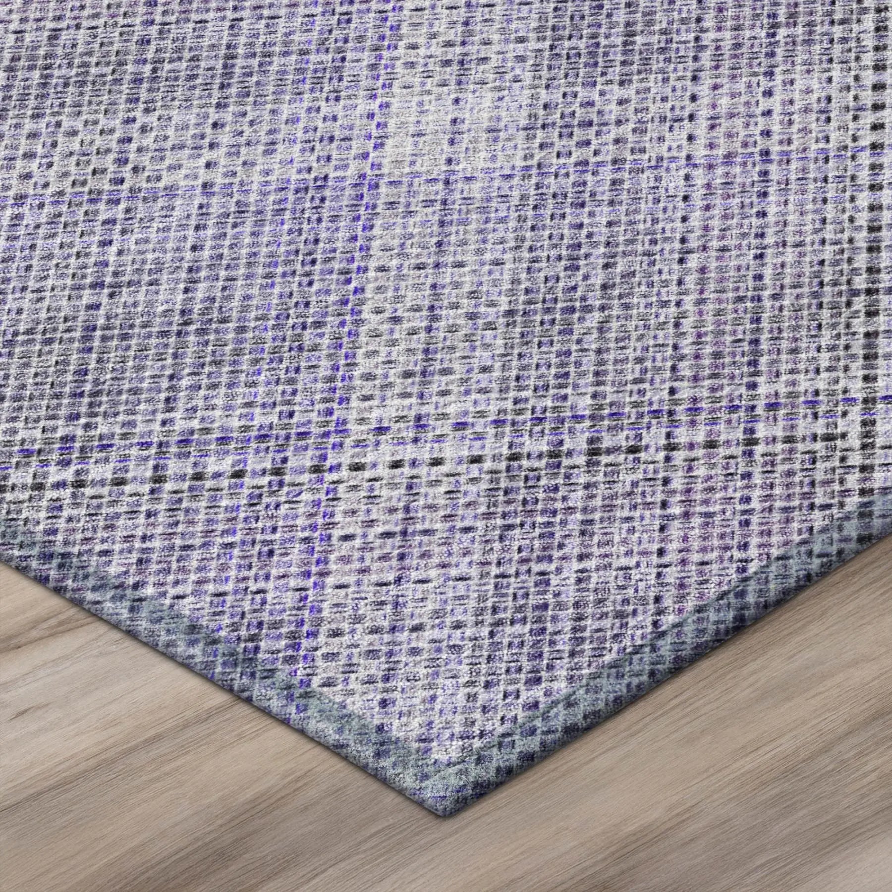 9' X 12' Purple And Lavender Plaid Washable Indoor Outdoor Area Rug Homeroots Outdoor