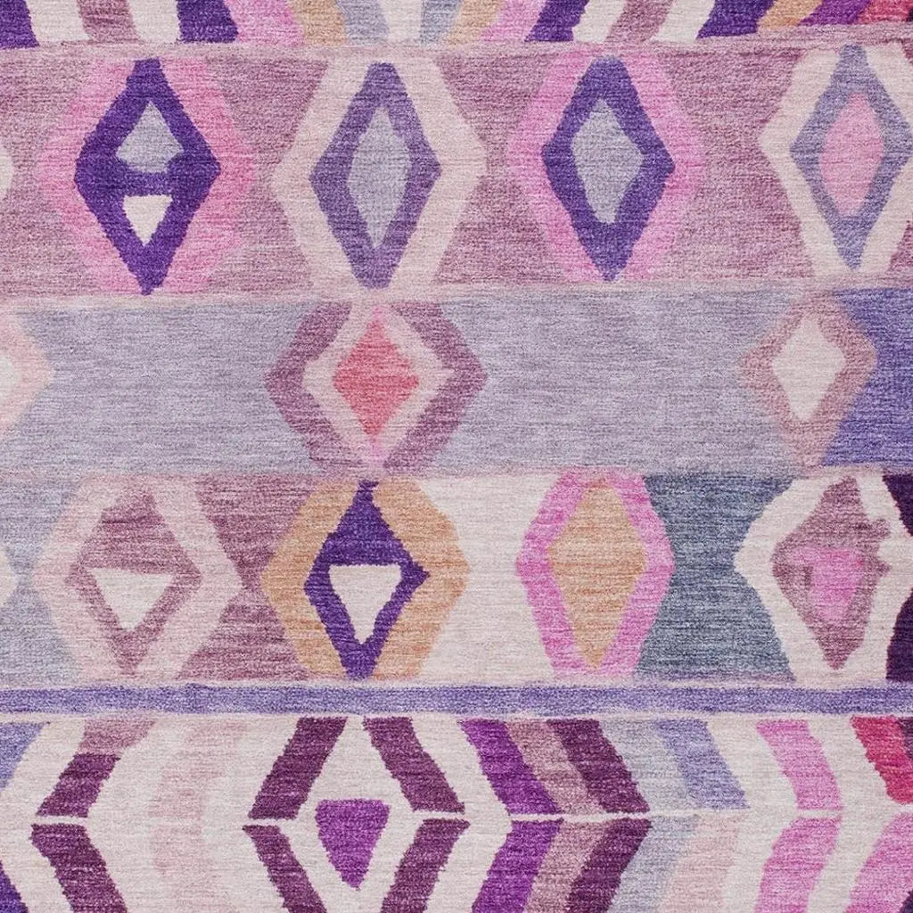 9' X 12' Purple And Lavender Tribal Washable Indoor Outdoor Area Rug Homeroots Outdoor