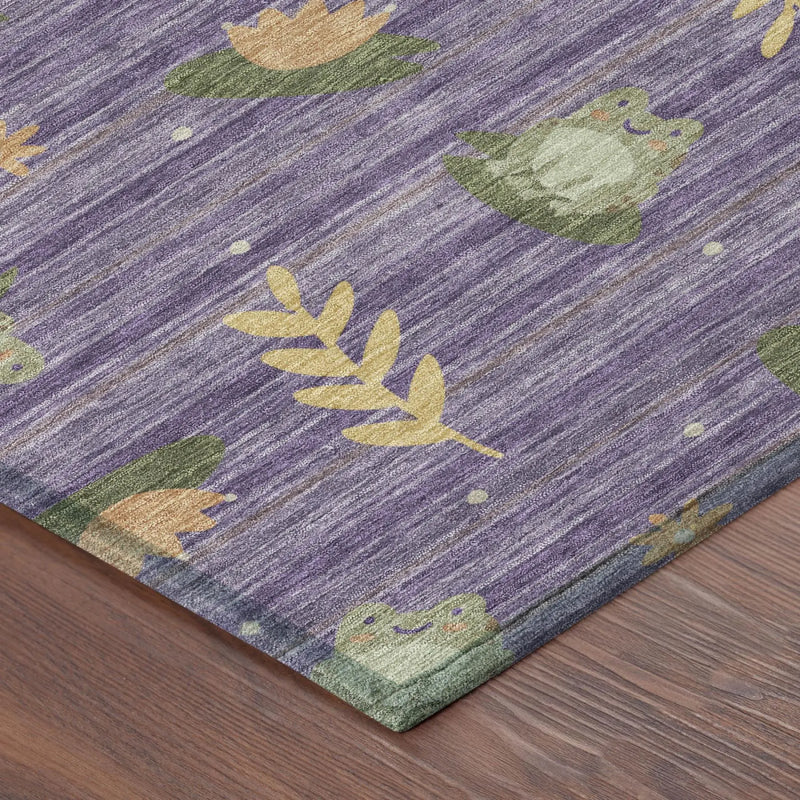 9' X 12' Purple And Lilac Botanical Leaves Washable Indoor Outdoor Area Rug Homeroots Outdoor