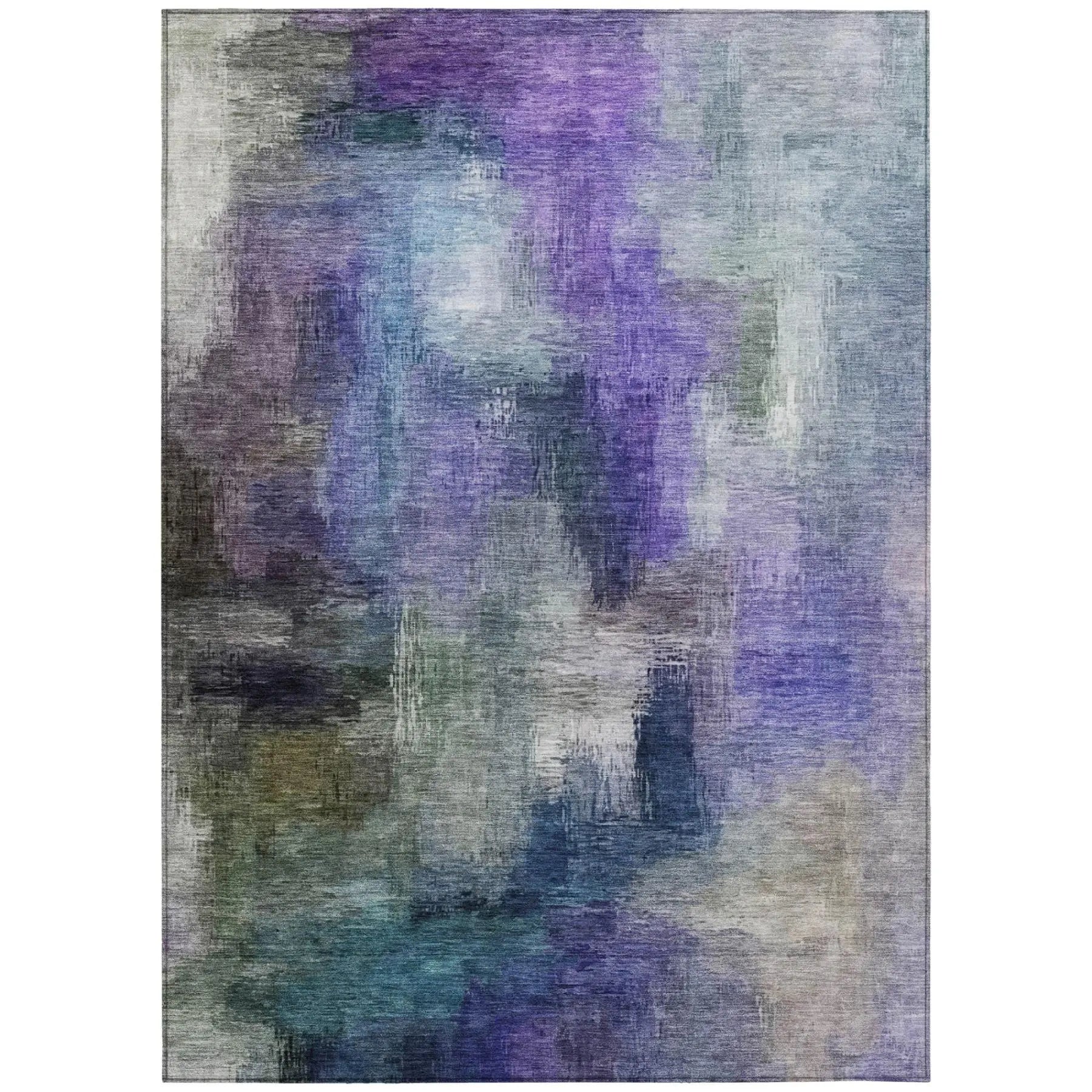 9' X 12' Purple And Pewter Abstract Washable Indoor Outdoor Area Rug Homeroots Outdoor