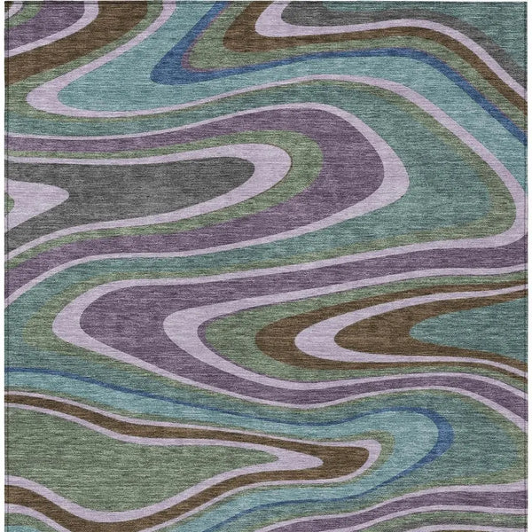 9' X 12' Purple And Plum Abstract Washable Indoor Outdoor Area Rug Homeroots Outdoor