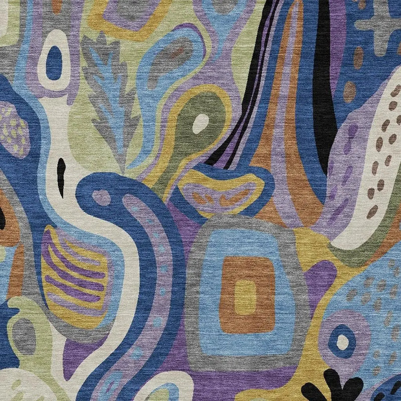 9' X 12' Purple And Plum Abstract Washable Indoor Outdoor Area Rug Homeroots Outdoor