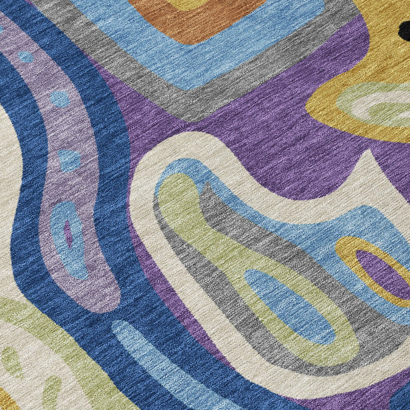 9' X 12' Purple And Plum Abstract Washable Indoor Outdoor Area Rug Homeroots Outdoor