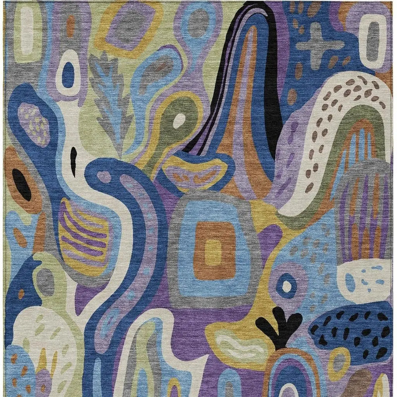 9' X 12' Purple And Plum Abstract Washable Indoor Outdoor Area Rug Homeroots Outdoor