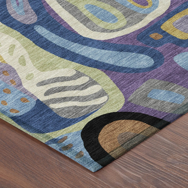 9' X 12' Purple And Plum Abstract Washable Indoor Outdoor Area Rug Homeroots Outdoor