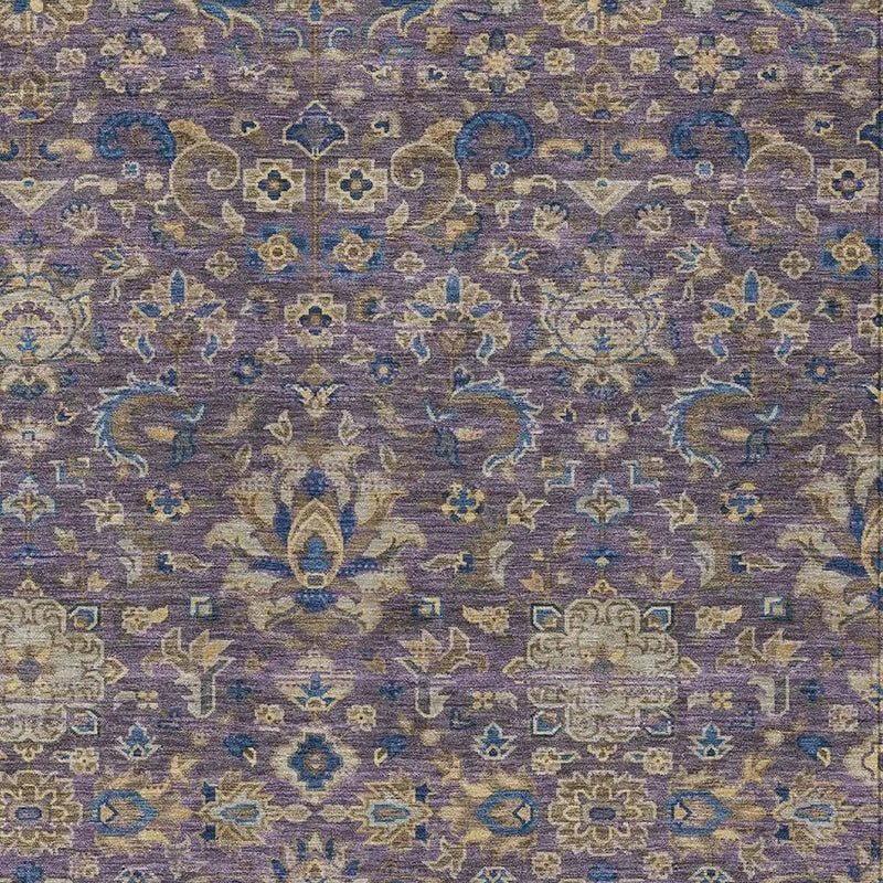 9' X 12' Purple And Plum Floral Medallion Washable Indoor Outdoor Area Rug Homeroots Outdoor