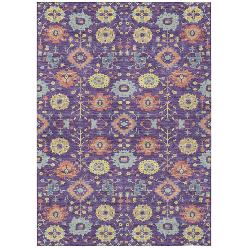9' X 12' Purple And Plum Geometric Washable Indoor Outdoor Area Rug Homeroots Outdoor