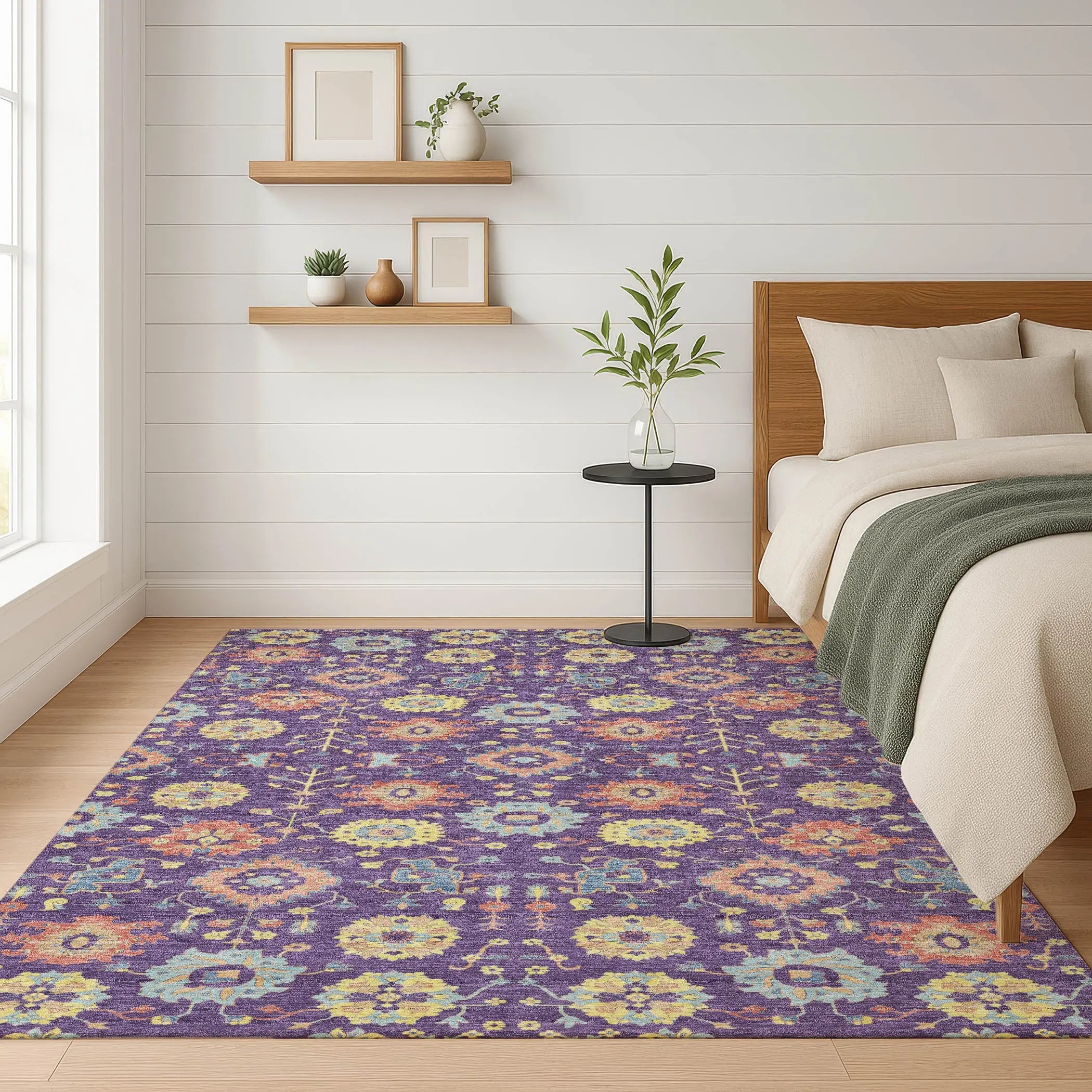 9' X 12' Purple And Plum Geometric Washable Indoor Outdoor Area Rug Homeroots Outdoor