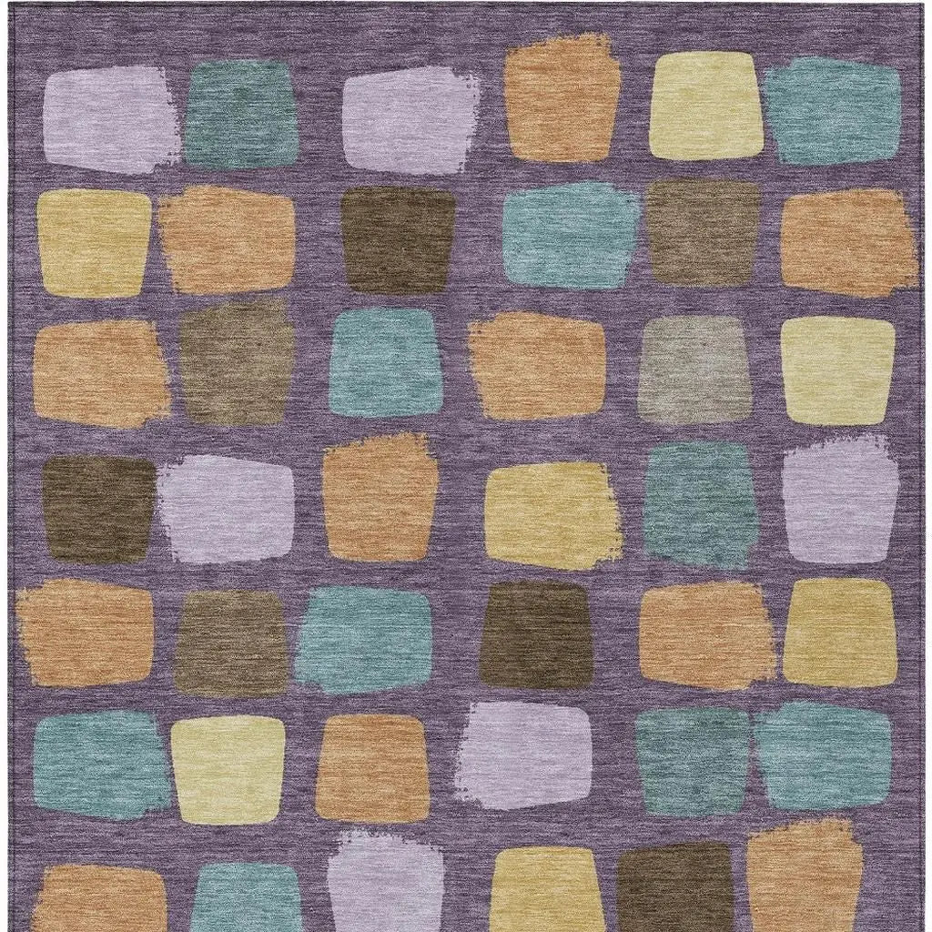 9' X 12' Purple And Plum Geometric Washable Indoor Outdoor Area Rug Homeroots Outdoor