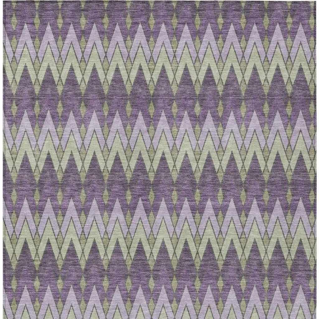 9' X 12' Purple And Plum Geometric Washable Indoor Outdoor Area Rug Homeroots Outdoor