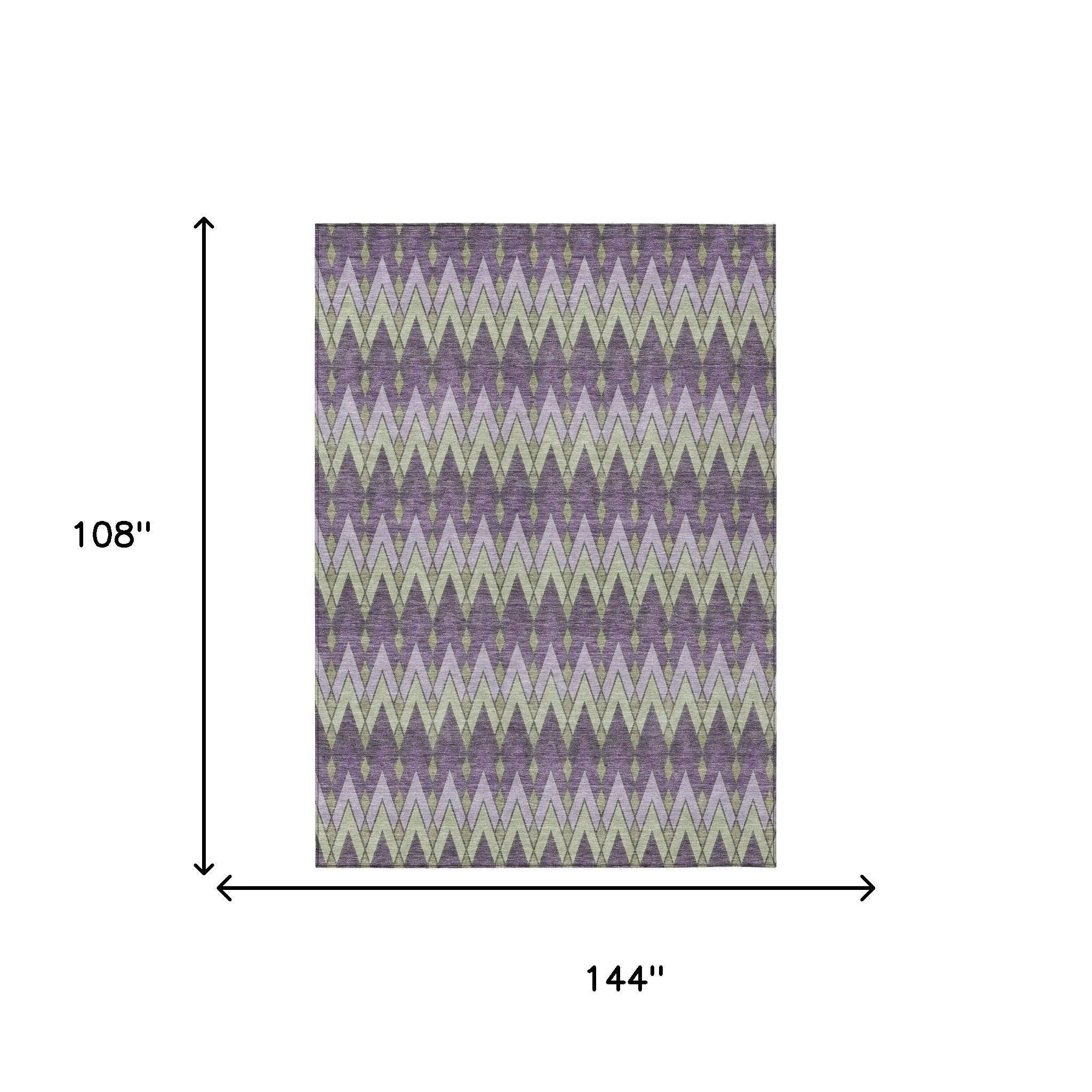 9' X 12' Purple And Plum Geometric Washable Indoor Outdoor Area Rug Homeroots Outdoor