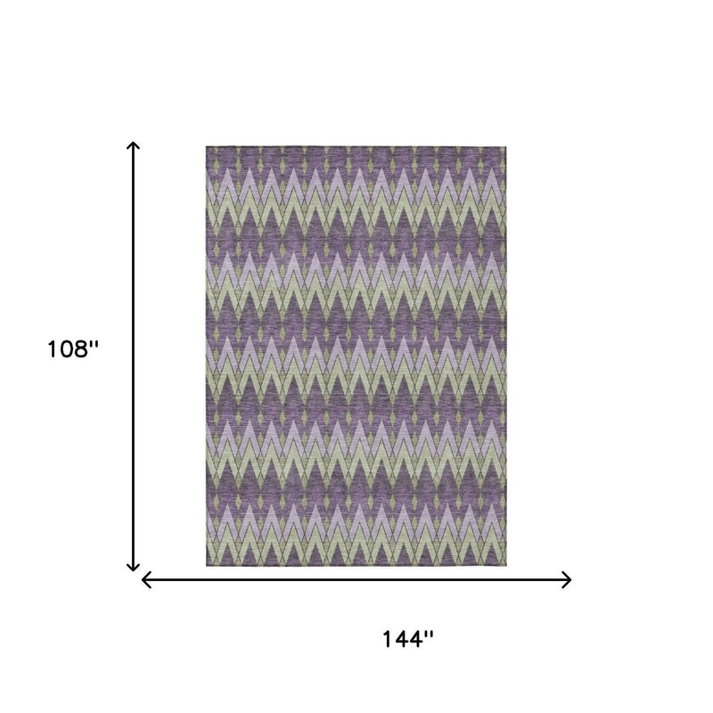 9' X 12' Purple And Plum Geometric Washable Indoor Outdoor Area Rug Homeroots Outdoor