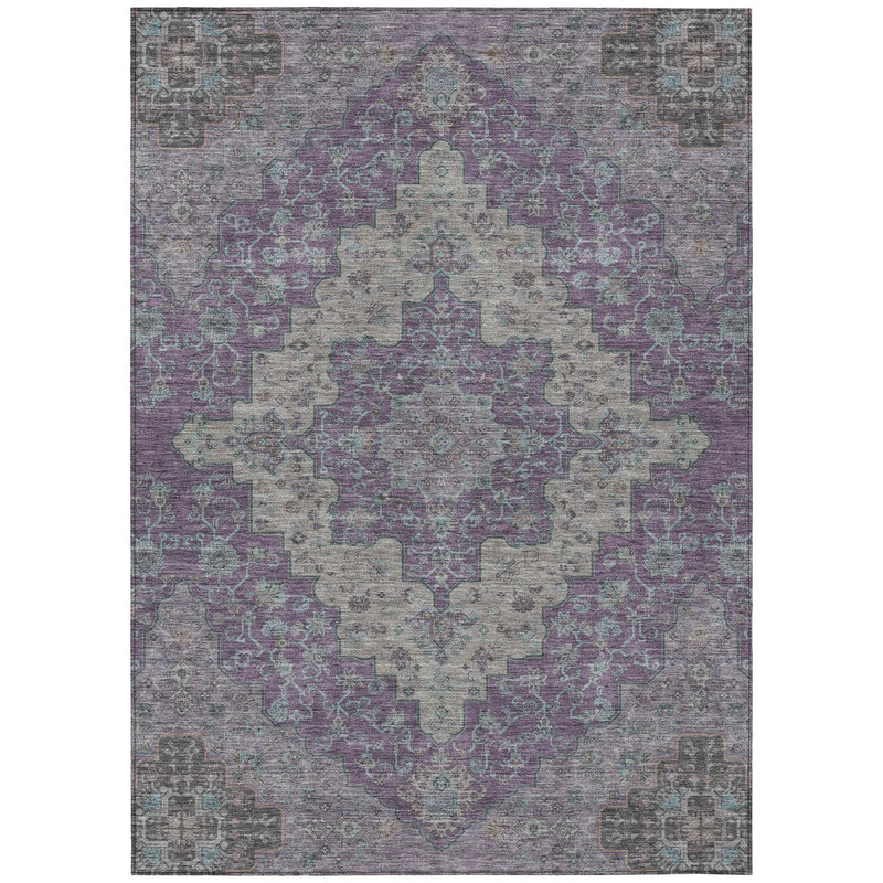9' X 12' Purple And Plum Medallion Washable Indoor Outdoor Area Rug Homeroots Outdoor