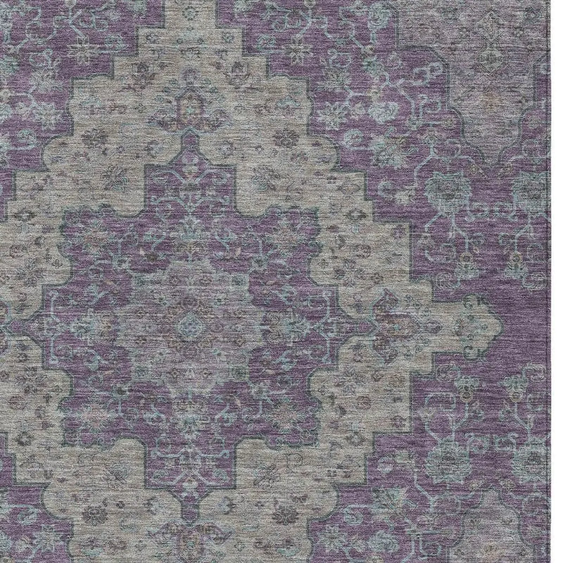 9' X 12' Purple And Plum Medallion Washable Indoor Outdoor Area Rug Homeroots Outdoor