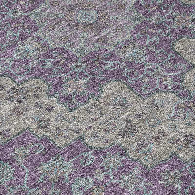 9' X 12' Purple And Plum Medallion Washable Indoor Outdoor Area Rug Homeroots Outdoor